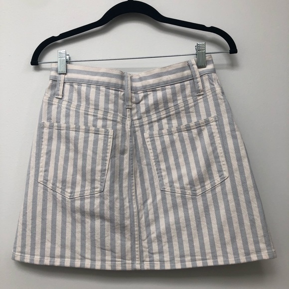 Like New Madewell Blue/White Stripe Denim Mini - Picture 5 of 6